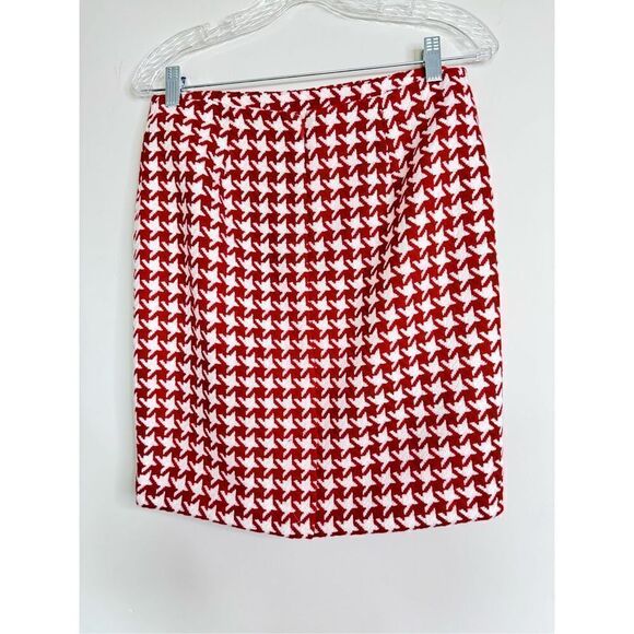 Talbots Wool Blend Red Houndstooth mini skirt sz 4p - Picture 3 of 5